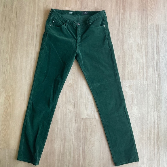 AG Adriano Goldschmidt Fine Corduroy Women Jeans, size 30 dark green pants - Picture 1 of 16